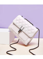 Sac à bandoulière carré de petite taille avec broderie en losange, sac à bandoulière pratique de grande capacité avec chaîne